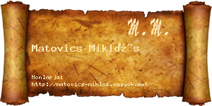 Matovics Miklós névjegykártya